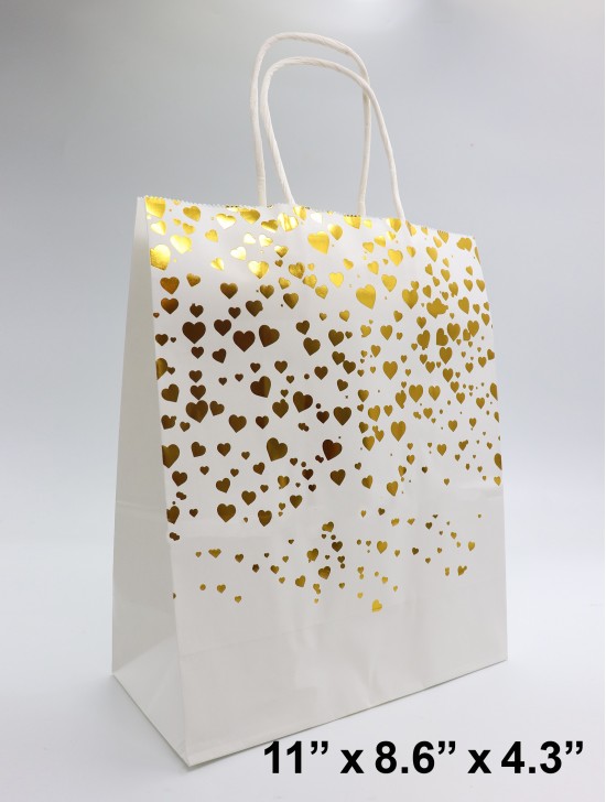 Heart Design Kraft Paper Gift Bags(12Pcs) 11"X 8.6"X  4.3"